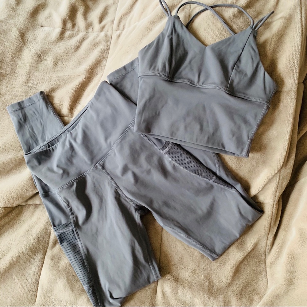 SET Pineapple clothing leggings + bra size S, XS, dark gray